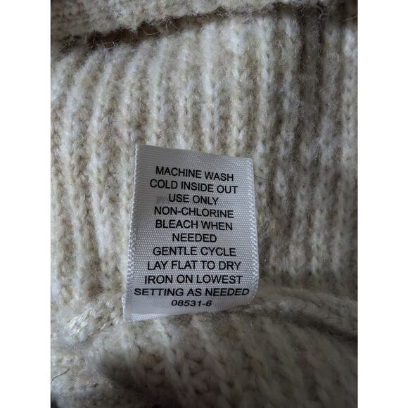 WORTHINGTON! OATMEAL & CREAM HORIZONTAL KNIT BELL SLEEVE SWEATER! SZ L - Picture 9 of 10